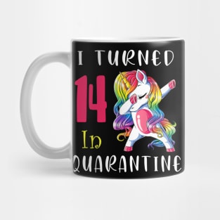 I Turned 14 in quarantine Cute Unicorn Dabbing Mug